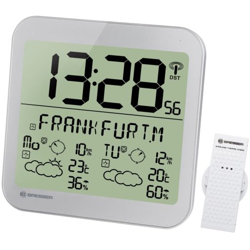 Bresser MyTime Meteotime LCD wall clock silver
