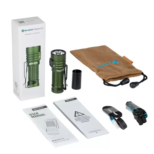 Olight Baton Turbo rechargeable LED flashlight, OD Green