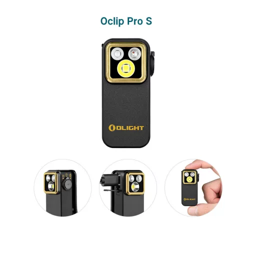 Olight Oclip Pro S csiptetős tölthető zseblámpa, fekete