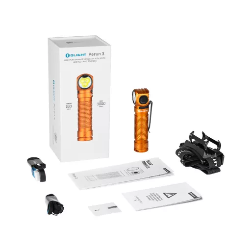 Olight Perun 3 LED flashlight/headlight, orange