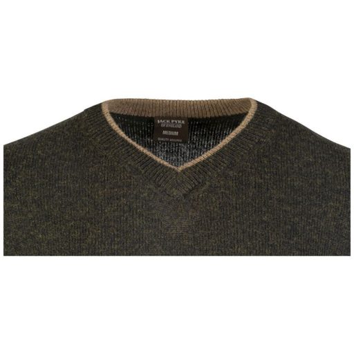 Jack Pyke Ashcombe V nyakú gyapjú pulóver sötét olívazöld XXXL