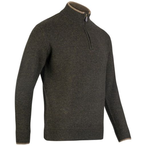 Jack Pyke Ashcombe gyapjú pulóver cipzárral sötét olívazöld XXXL
